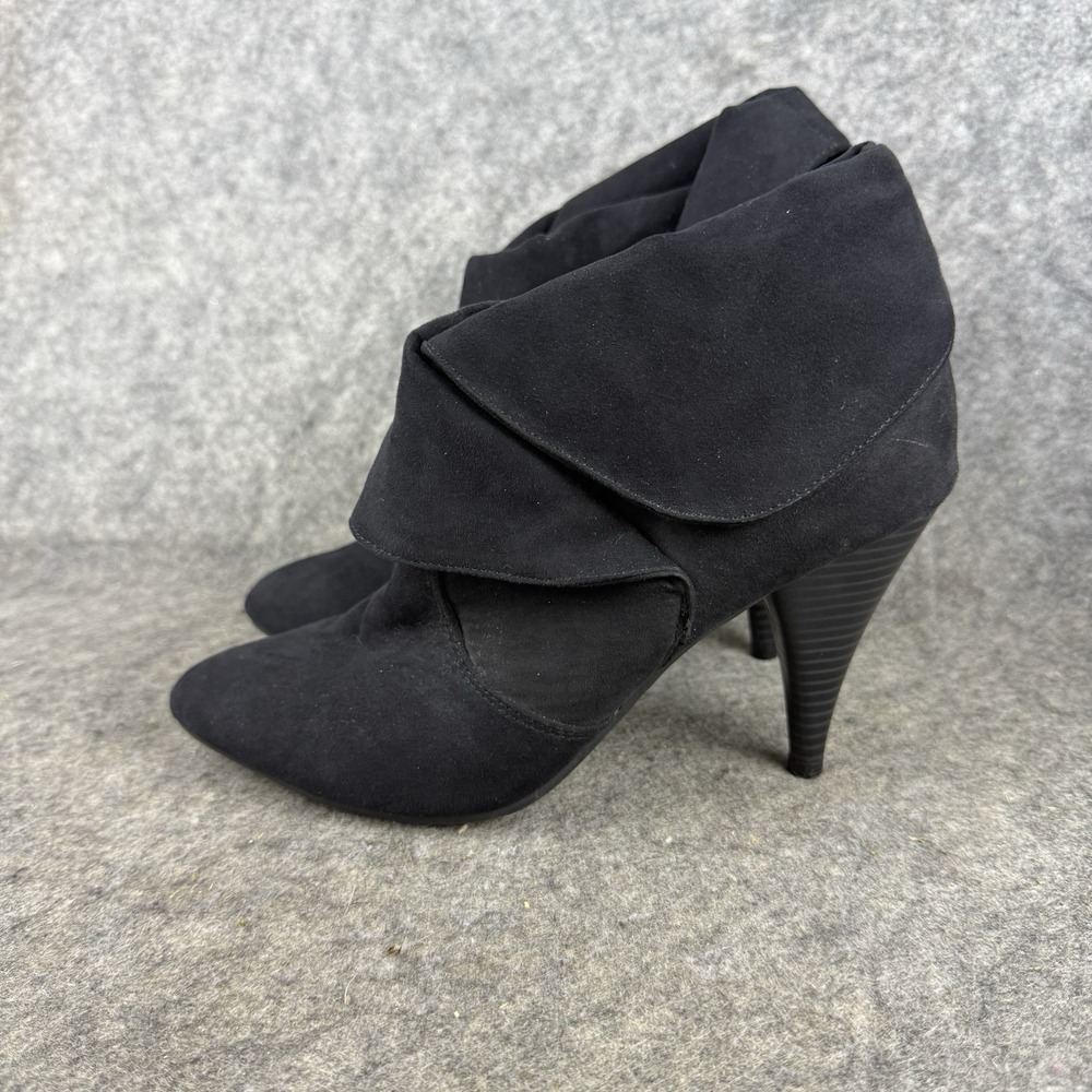 Dana Buchman Womens 8.5 M Ankle Boots Black Faux Suede Slip On Heels NWOT